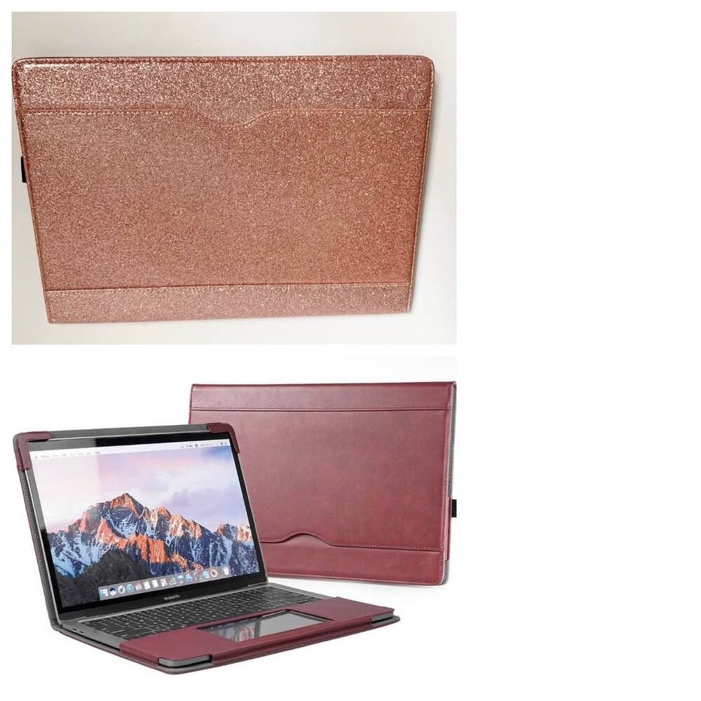 NEW 13” MacBook Pro Rose Gold Glitter & Burgundy Protective Laptop Sleeve Case